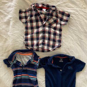 Carter's boys 12 month collared onesies/bodysuits - bundle of three (3)